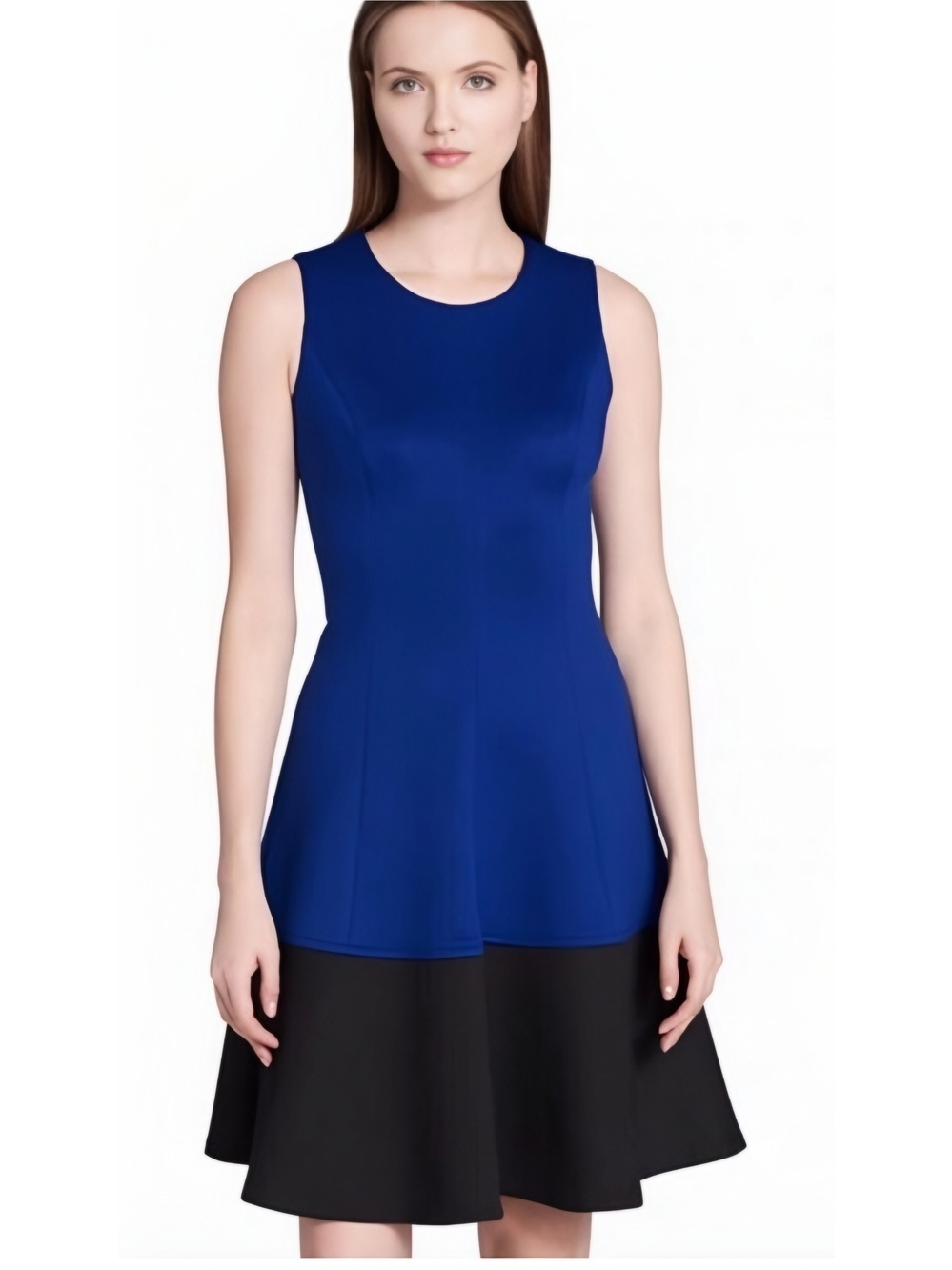 Calvin Klein | Sleeveless Blue and Black Fit-Flare Dress